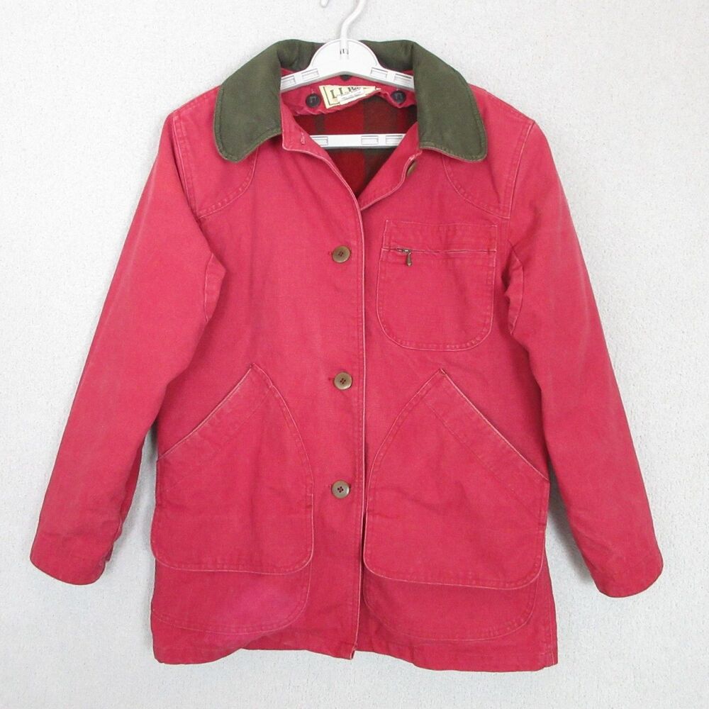 L.L. Bean Red Jacket with Olive Green Collar